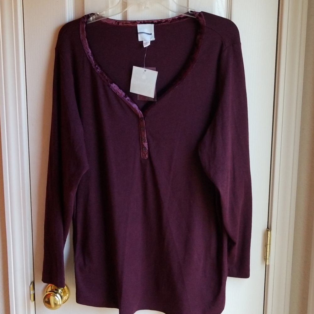 NWT DRESS BARN SUNDAY BURGUNDY BLOUSE